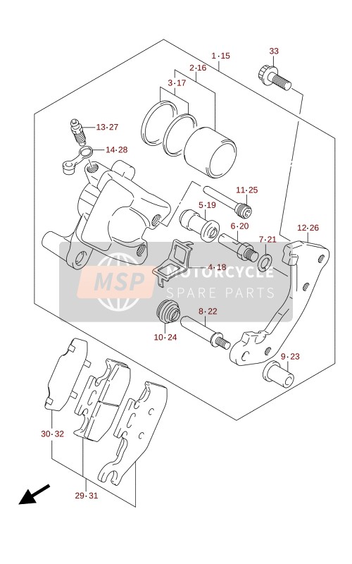 Suzuki LT-A400F KINGQUAD ASi 4X4 2020 Étrier avant pour un 2020 Suzuki LT-A400F KINGQUAD ASi 4X4