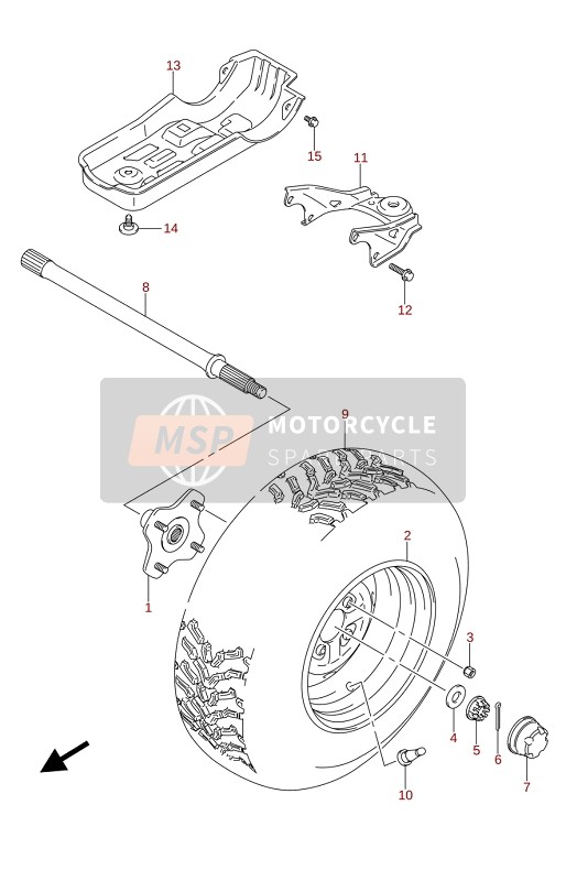 Suzuki LT-A400F KINGQUAD ASi 4X4 2020 LH Ruota posteriore per un 2020 Suzuki LT-A400F KINGQUAD ASi 4X4