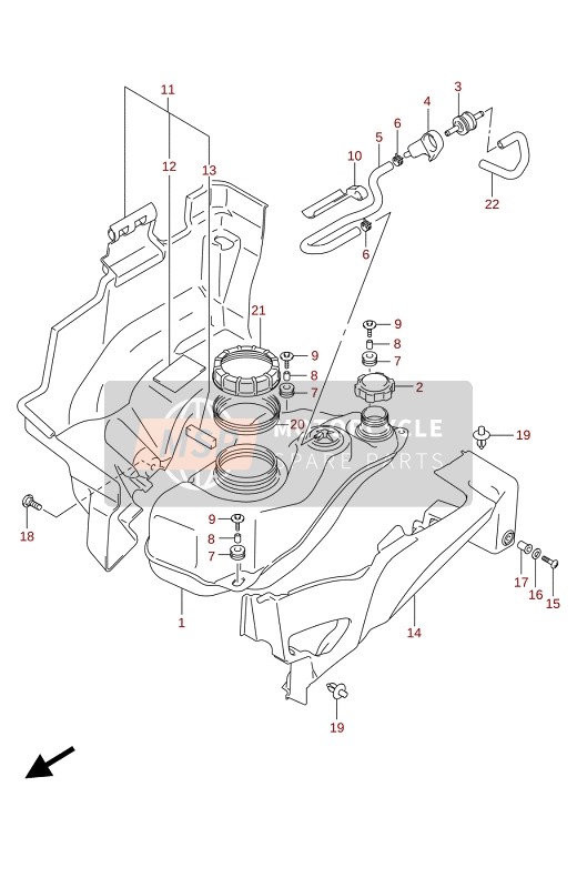 Suzuki LT-A750X(XP(XPZ) KINGQUAD AXi 4X4 2020 Benzinetank voor een 2020 Suzuki LT-A750X(XP(XPZ) KINGQUAD AXi 4X4