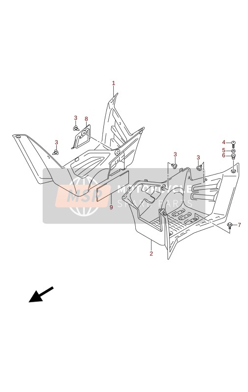 Suzuki LT-Z50 QUADSPORT 2020 Frame afdekking voor een 2020 Suzuki LT-Z50 QUADSPORT