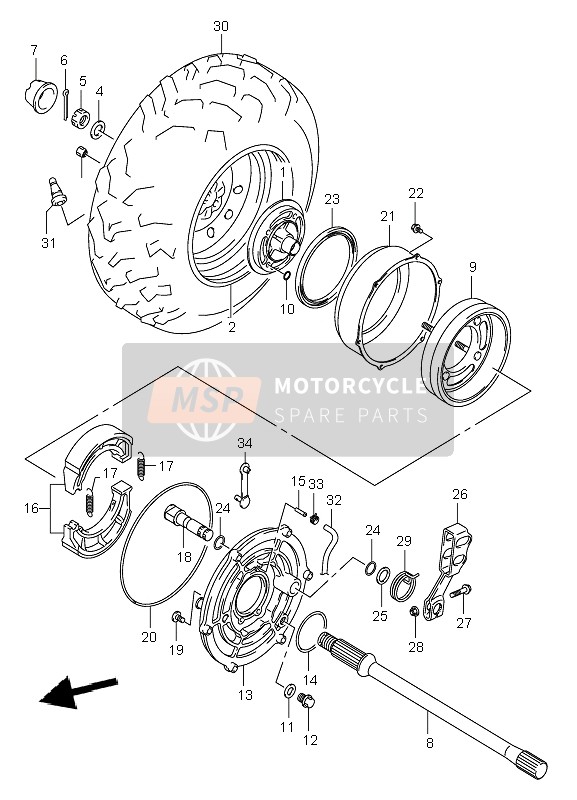 Suzuki LT-A400 EIGER 4X2 2002 Ruota posteriore destra per un 2002 Suzuki LT-A400 EIGER 4X2