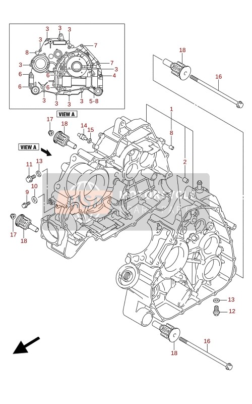 Suzuki LT-A500X(XP(XPZ) KINGQUAD AXi 4X4 2021 CRANKCASE for a 2021 Suzuki LT-A500X(XP(XPZ) KINGQUAD AXi 4X4