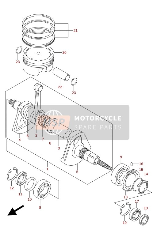 Suzuki LT-A500X(XP(XPZ) KINGQUAD AXi 4X4 2021 Cigüeñal para un 2021 Suzuki LT-A500X(XP(XPZ) KINGQUAD AXi 4X4