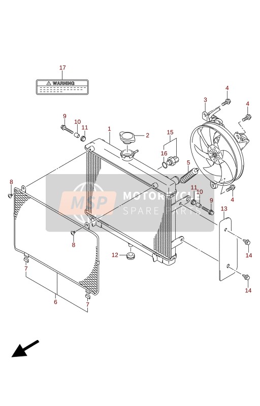 Suzuki LT-A500X(XP(XPZ) KINGQUAD AXi 4X4 2021 Termosifone per un 2021 Suzuki LT-A500X(XP(XPZ) KINGQUAD AXi 4X4