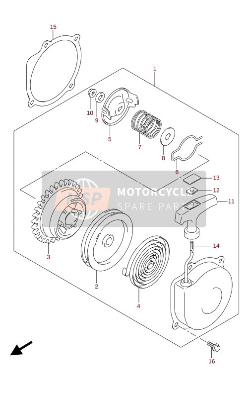 Suzuki LT-Z90 QUADSPORT 2021 SEILZUGSTARTER für ein 2021 Suzuki LT-Z90 QUADSPORT