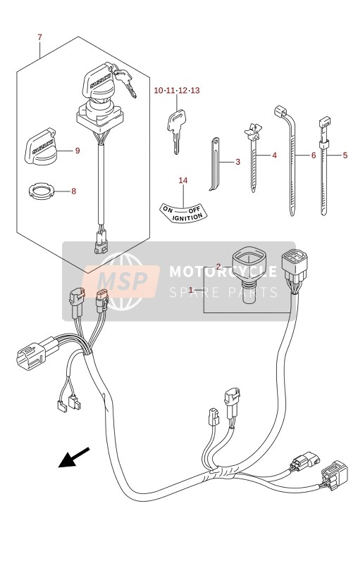 Suzuki LT-Z90 QUADSPORT 2021 Cablaggio elettrico per un 2021 Suzuki LT-Z90 QUADSPORT