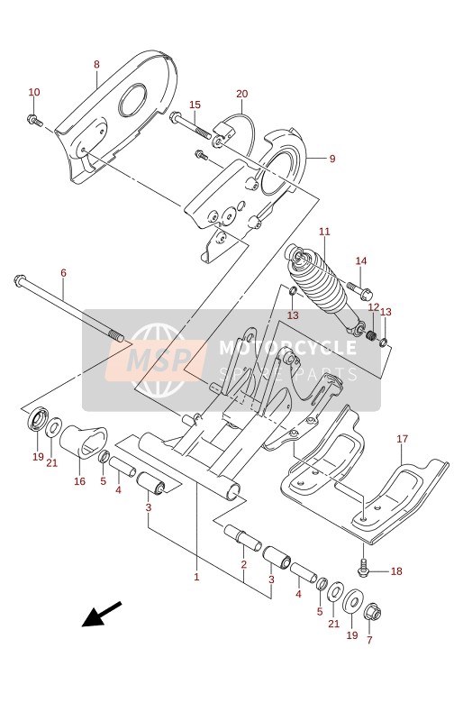 Suzuki LT-Z90 QUADSPORT 2021 Achterbrug voor een 2021 Suzuki LT-Z90 QUADSPORT