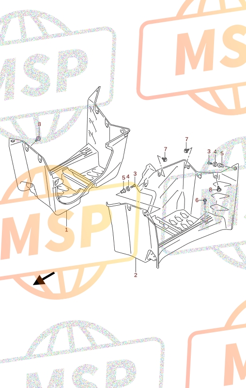 6334127H02291, Mudguard, Footrest, L., Suzuki, 0