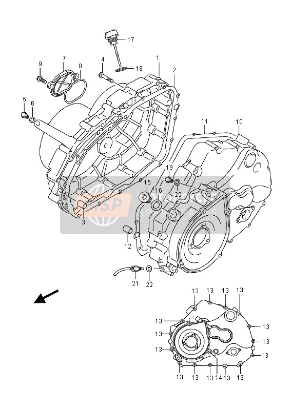 Suzuki LT-F400F(Z) KINGQUAD FSi 4x4 2014 Tapa del cárter para un 2014 Suzuki LT-F400F(Z) KINGQUAD FSi 4x4