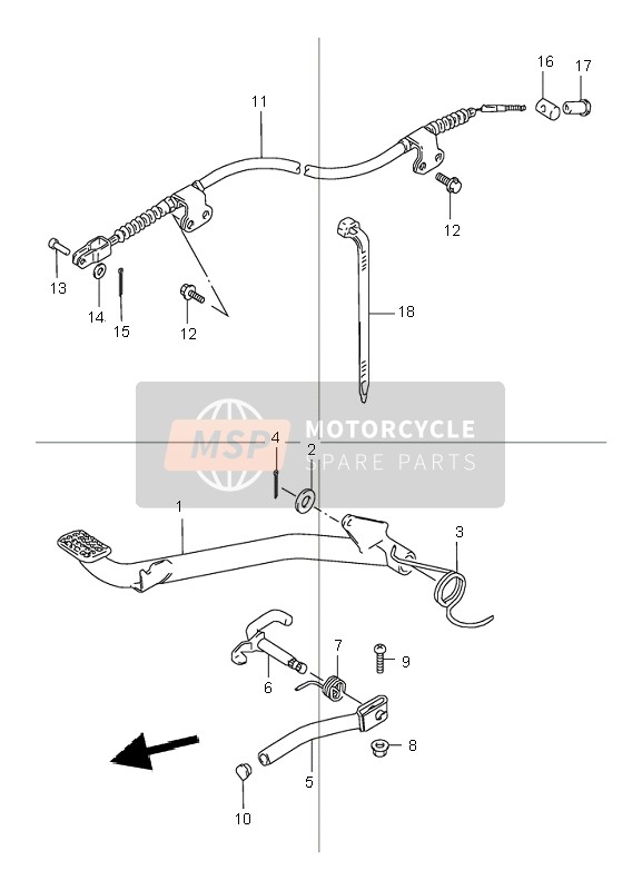 Suzuki LT80 QUADSPORT 2000 Pedal de freno para un 2000 Suzuki LT80 QUADSPORT