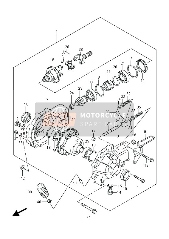 Suzuki LT-F400F(Z) KINGQUAD FSi 4x4 2014 Engranaje cónico final (Frente) (LT-F400FZ) para un 2014 Suzuki LT-F400F(Z) KINGQUAD FSi 4x4