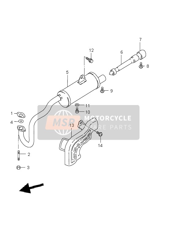 Suzuki LT-50 QUADRUNNER 2003 Muffler for a 2003 Suzuki LT-50 QUADRUNNER