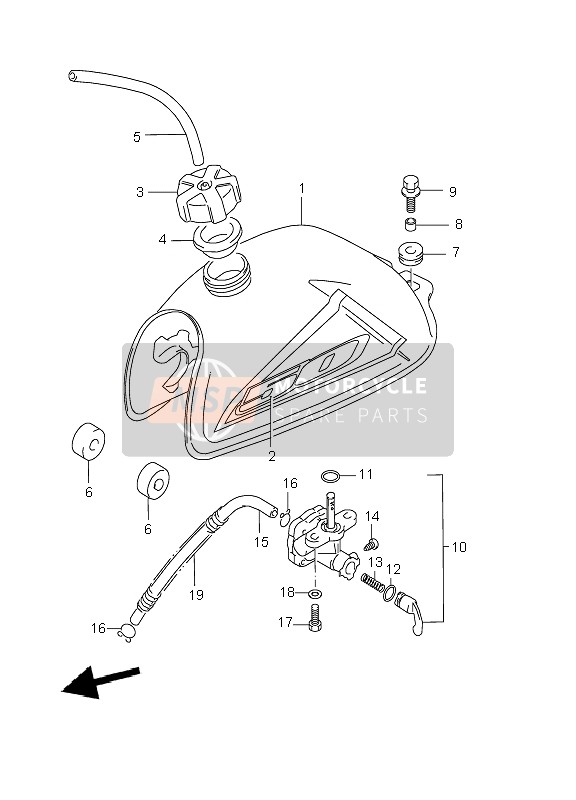 Suzuki LT-50 QUADRUNNER 2003 Serbatoio di carburante per un 2003 Suzuki LT-50 QUADRUNNER