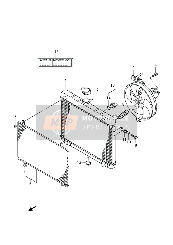 Suzuki LT-A500X(Z) KINGQUAD AXi 4x4 2013 Radiator (LT-A500XZ P17) for a 2013 Suzuki LT-A500X(Z) KINGQUAD AXi 4x4