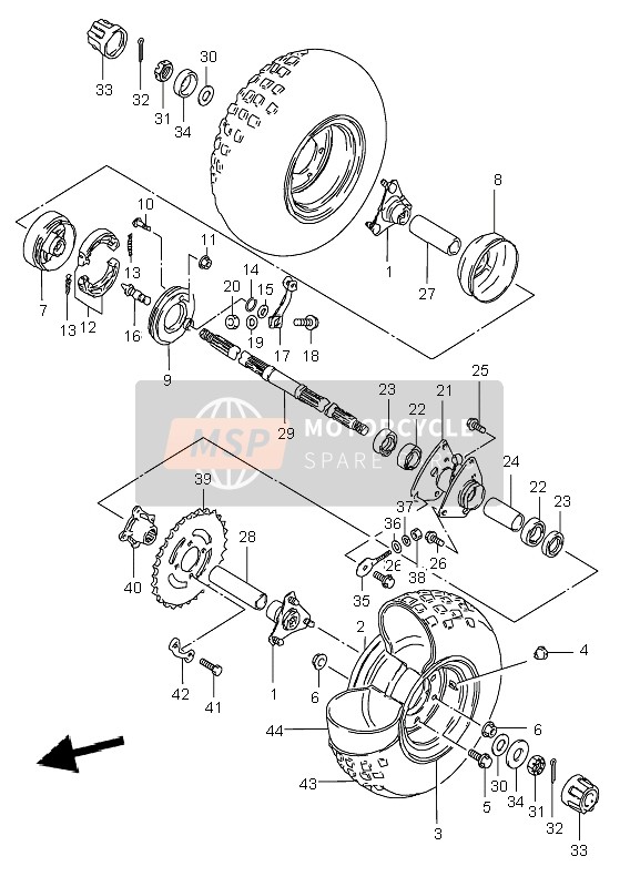 Suzuki LT-50 QUADRUNNER 2003 Rear Wheel for a 2003 Suzuki LT-50 QUADRUNNER