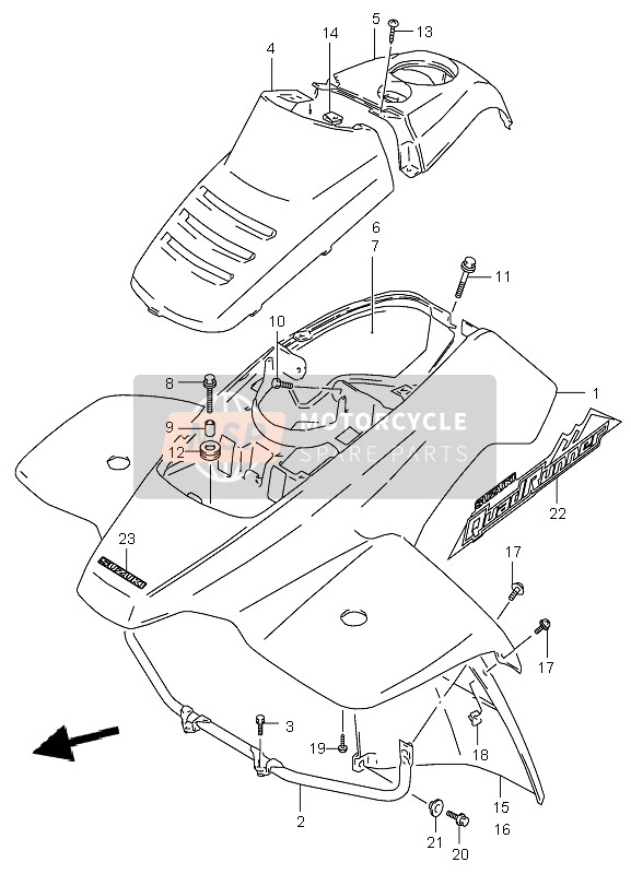 Suzuki LT-F160 QUADRUNNER 2003 Front Fender for a 2003 Suzuki LT-F160 QUADRUNNER