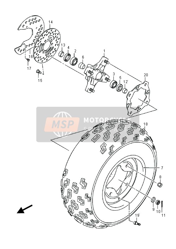 Suzuki LT-Z400 QUADSPORT 2014 Front Wheel for a 2014 Suzuki LT-Z400 QUADSPORT