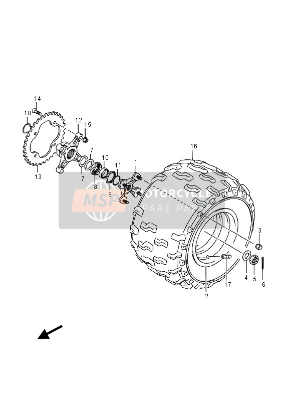 Suzuki LT-Z400 QUADSPORT 2014 LH Ruota posteriore per un 2014 Suzuki LT-Z400 QUADSPORT