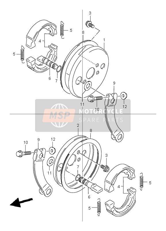 Suzuki LT80 QUADSPORT 2000 Freno frontal para un 2000 Suzuki LT80 QUADSPORT