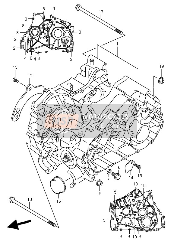 Suzuki LT-A400 EIGER 4X2 2003 Crankcase for a 2003 Suzuki LT-A400 EIGER 4X2