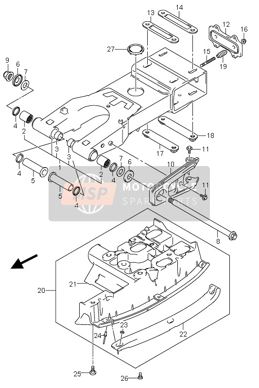 Suzuki LT-Z400 QUADSPORT 2003 Rear Swing Arm (F.NO.32113658) for a 2003 Suzuki LT-Z400 QUADSPORT