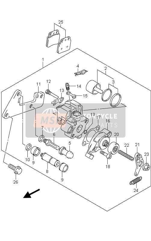 Suzuki LT-Z400 QUADSPORT 2003 Rear Caliper for a 2003 Suzuki LT-Z400 QUADSPORT