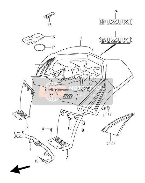 6817640B10JN4, Tape, Rear Fender Lh, Suzuki, 0