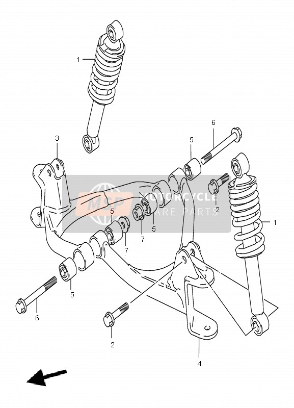 Suzuki LT-80 QUADSPORT 2003 Suspension Arm for a 2003 Suzuki LT-80 QUADSPORT