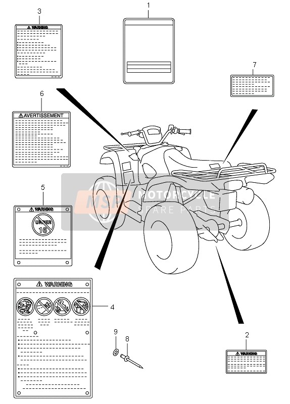 Suzuki LT-A500F VINSON 4X4 2003 Label for a 2003 Suzuki LT-A500F VINSON 4X4