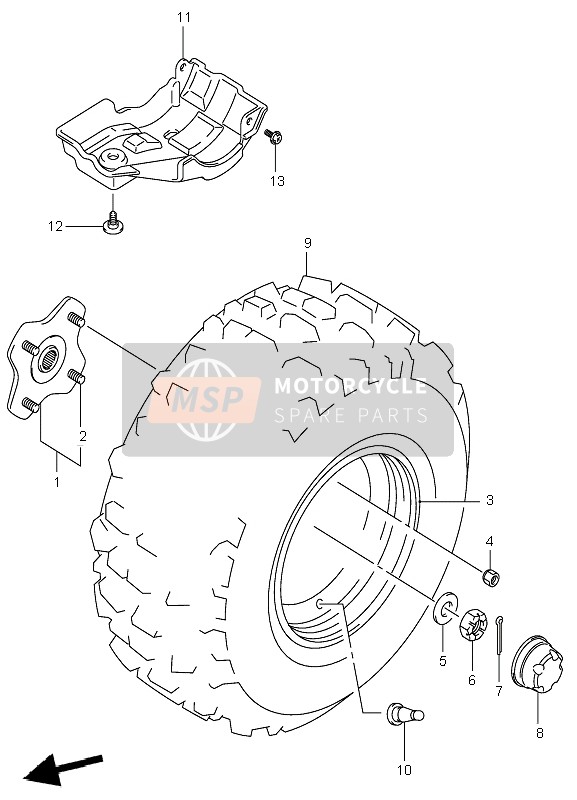 Suzuki LT-F250 OZARK 2003 Left Rear Wheel for a 2003 Suzuki LT-F250 OZARK