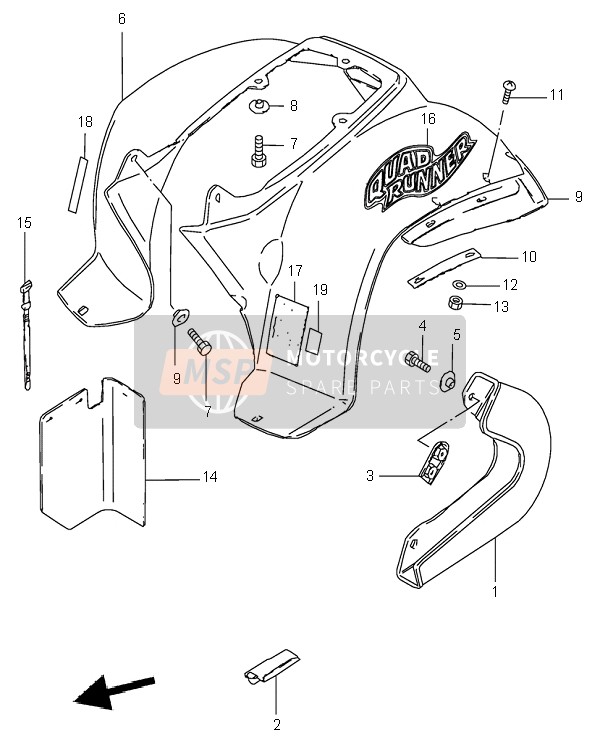 Suzuki LT50 QUADRUNNER 2000 Rear Fender for a 2000 Suzuki LT50 QUADRUNNER