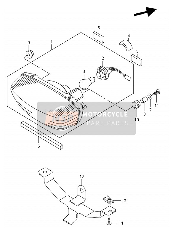 Suzuki LT-Z250 QUADSPORT 2004 Rear Combination for a 2004 Suzuki LT-Z250 QUADSPORT