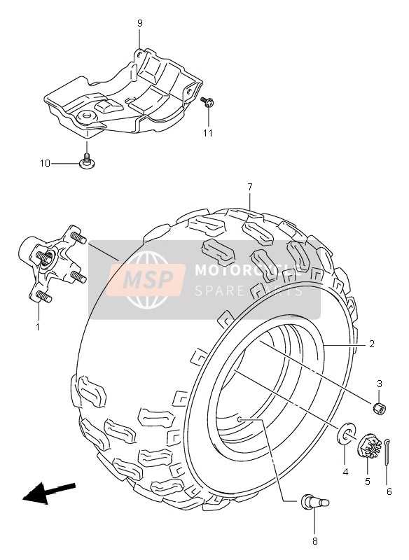 Suzuki LT-Z250 QUADSPORT 2004 Left Rear Wheel for a 2004 Suzuki LT-Z250 QUADSPORT