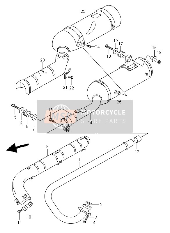 Suzuki LT-A500F VINSION 4X4 2004 Muffler for a 2004 Suzuki LT-A500F VINSION 4X4