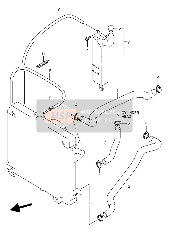 Suzuki LT-A500F VINSION 4X4 2004 Tuyau de radiateur pour un 2004 Suzuki LT-A500F VINSION 4X4