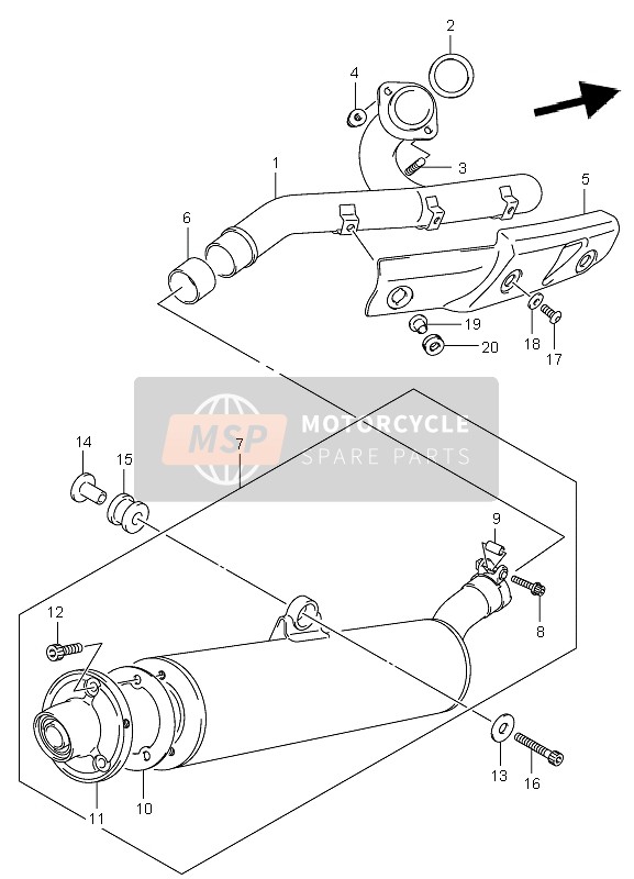 Suzuki LT-Z400 QUADSPORT 2004 Muffler for a 2004 Suzuki LT-Z400 QUADSPORT