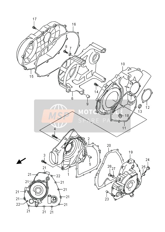 Suzuki LT-A500XP(Z) KINGQUAD AXi 4x4 2013 Crankcase Cover for a 2013 Suzuki LT-A500XP(Z) KINGQUAD AXi 4x4