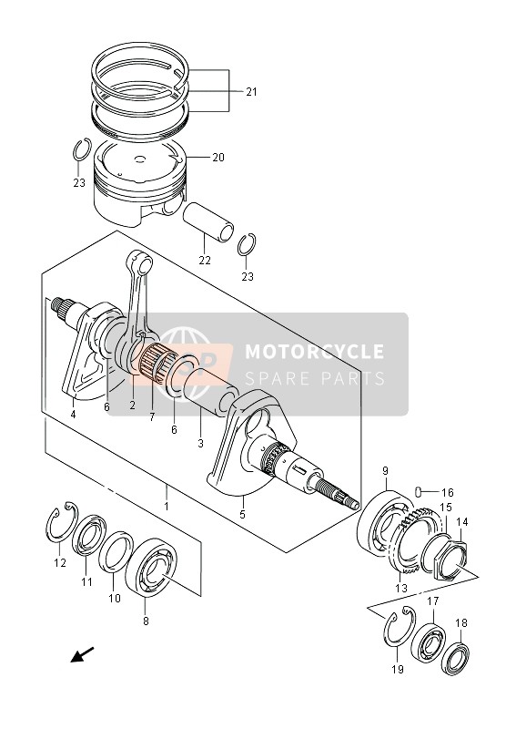 Suzuki LT-A500XP(Z) KINGQUAD AXi 4x4 2013 Crankshaft for a 2013 Suzuki LT-A500XP(Z) KINGQUAD AXi 4x4