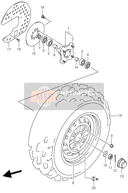 Suzuki LT-F250 OZARK 2004 Front Wheel for a 2004 Suzuki LT-F250 OZARK