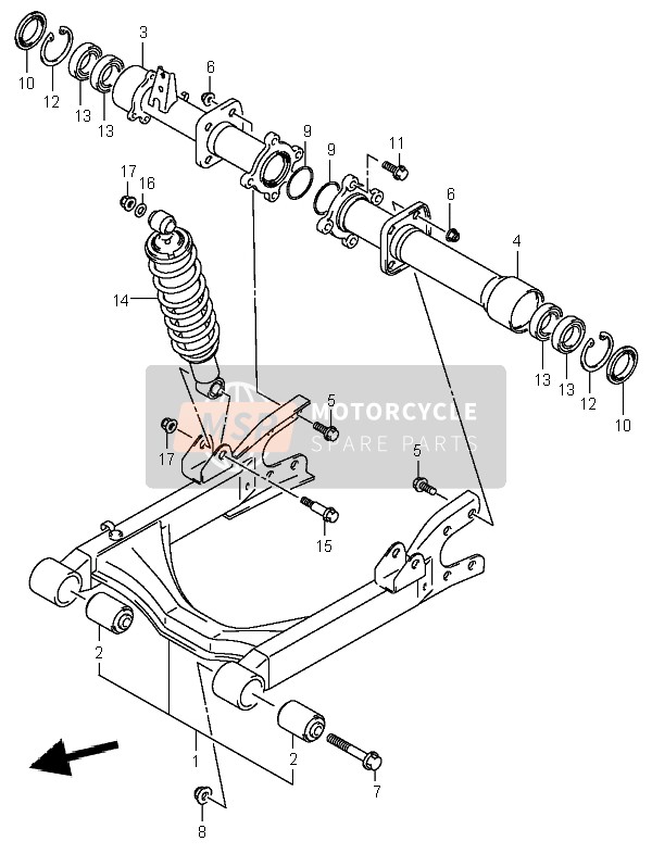 Suzuki LT-A400 EIGER 4X2 2004 Brazo oscilante trasero para un 2004 Suzuki LT-A400 EIGER 4X2