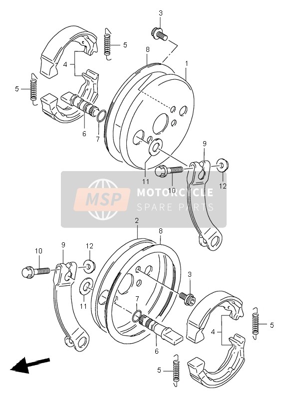 Suzuki LT80 QUADSPORT 2004 Freno frontal para un 2004 Suzuki LT80 QUADSPORT