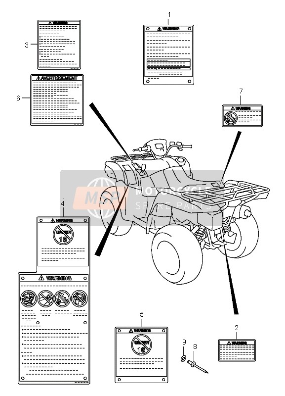 Suzuki LT-A700X KINGQUAD 4X4 2005 Label for a 2005 Suzuki LT-A700X KINGQUAD 4X4