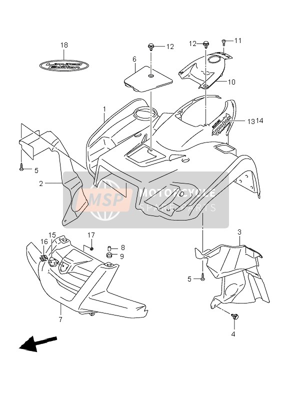 Suzuki LT-A500F VINSON 4X4 2005 Front Fender for a 2005 Suzuki LT-A500F VINSON 4X4