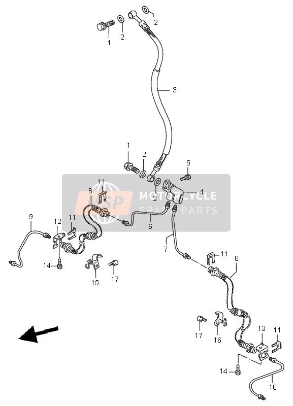 Suzuki LT-F300F KINGQUAD 4x4 2000 Front Brake Hose for a 2000 Suzuki LT-F300F KINGQUAD 4x4