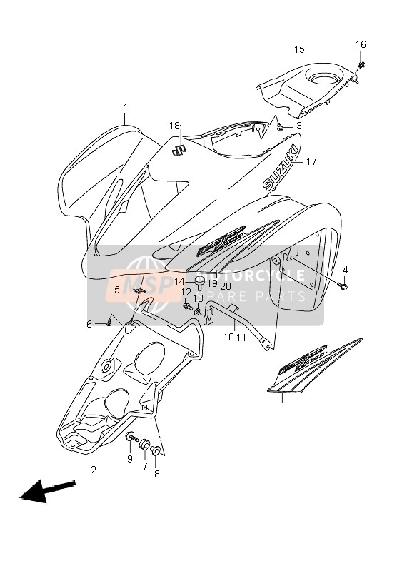 5311907G0130H, Fender, Center (White), Suzuki, 1