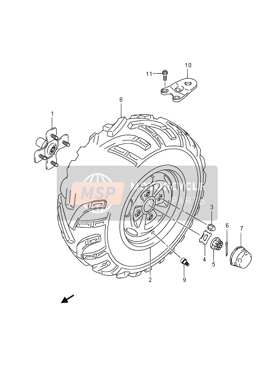 Roue arrière gauche (LT-A500XPZ P17)