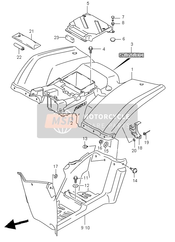 Suzuki LT-F250 OZARK 2005 Garde-boue arrière pour un 2005 Suzuki LT-F250 OZARK