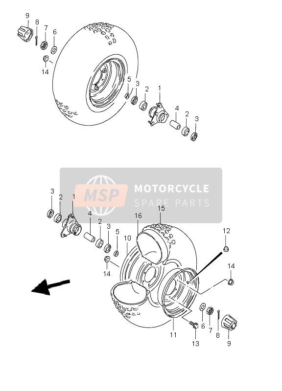 Suzuki LT50 QUADRUNNER 2005 Front Wheel for a 2005 Suzuki LT50 QUADRUNNER