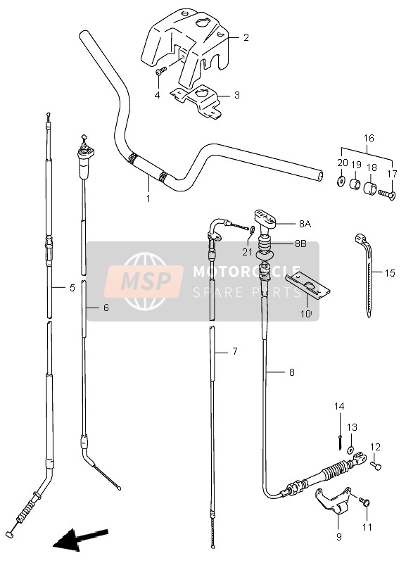 Suzuki LT-F160 QUADRUNNER 2005 Handlebar for a 2005 Suzuki LT-F160 QUADRUNNER