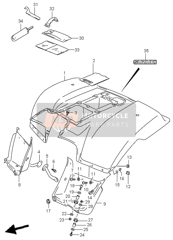 Suzuki LT-F160 QUADRUNNER 2005 Rear Fender for a 2005 Suzuki LT-F160 QUADRUNNER